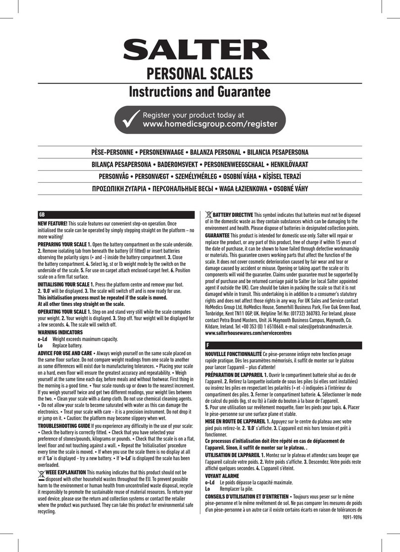 Salter BL3R Product information sheet