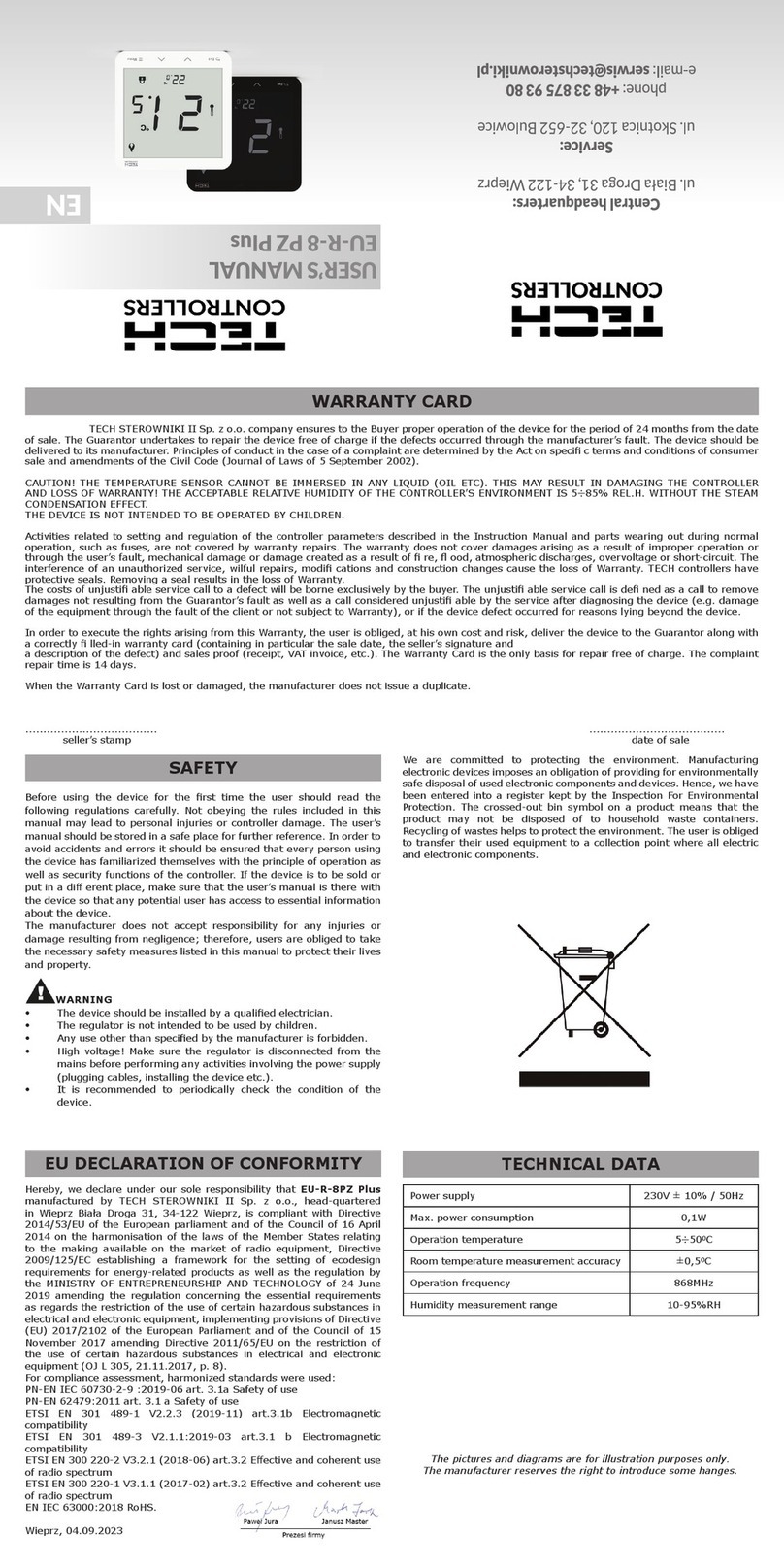 Tech Controllers EU-R-8 PZ Plus User manual