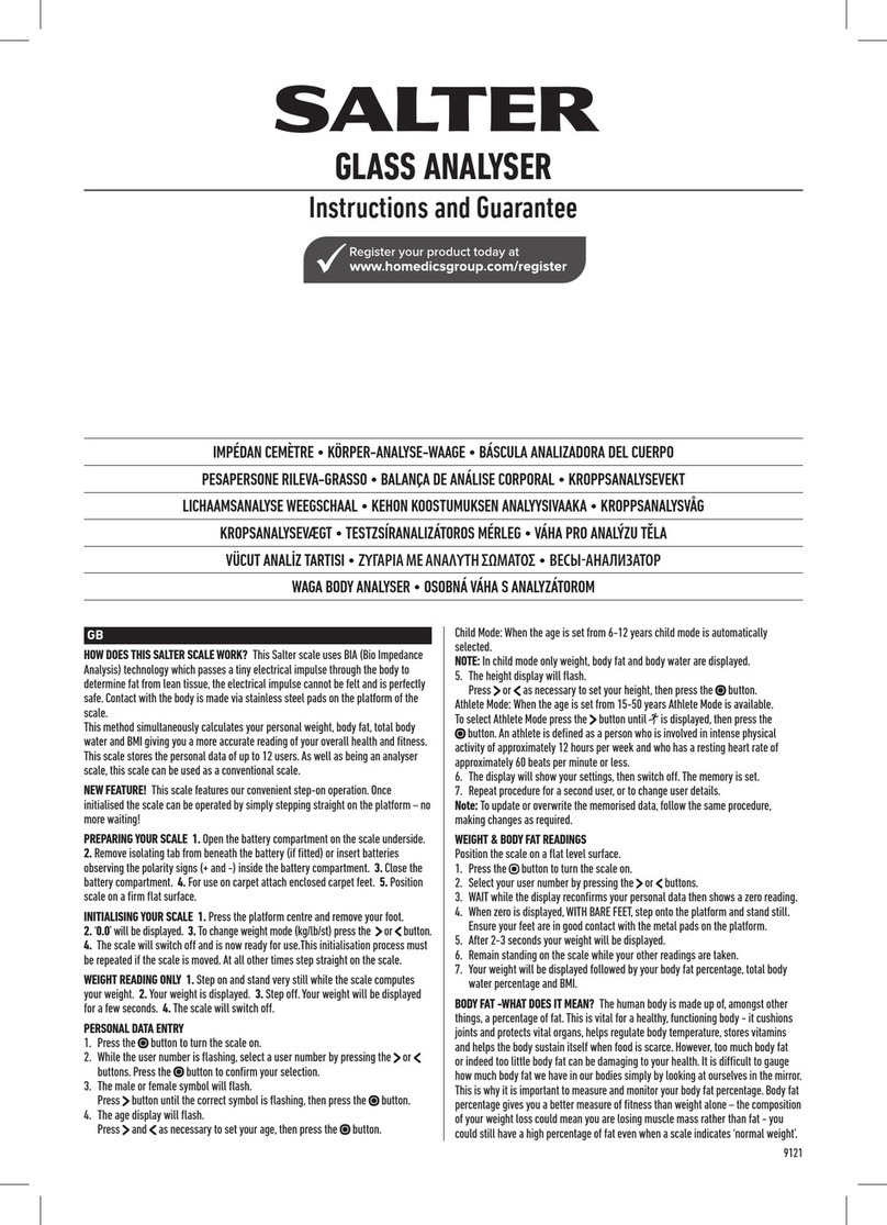 Salter BK3R Product information sheet