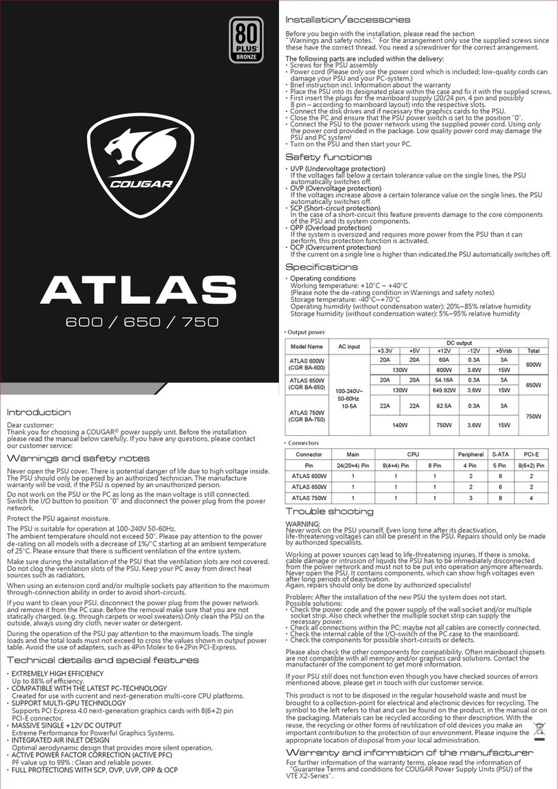 COUGAR ATLAS 600 User manual COUGAR ATLAS 600 User manual