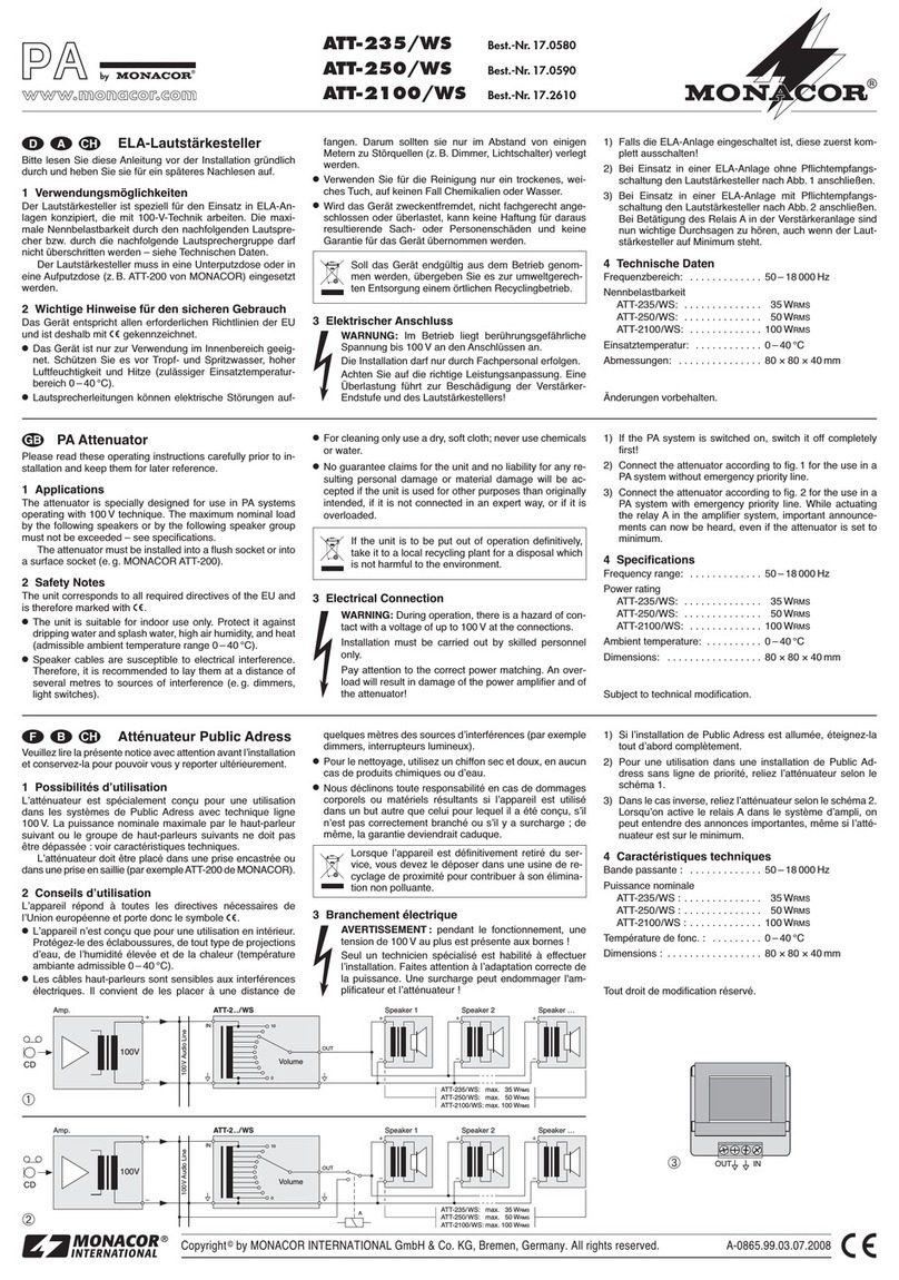Monacor PA ATT-235/WS User manual
