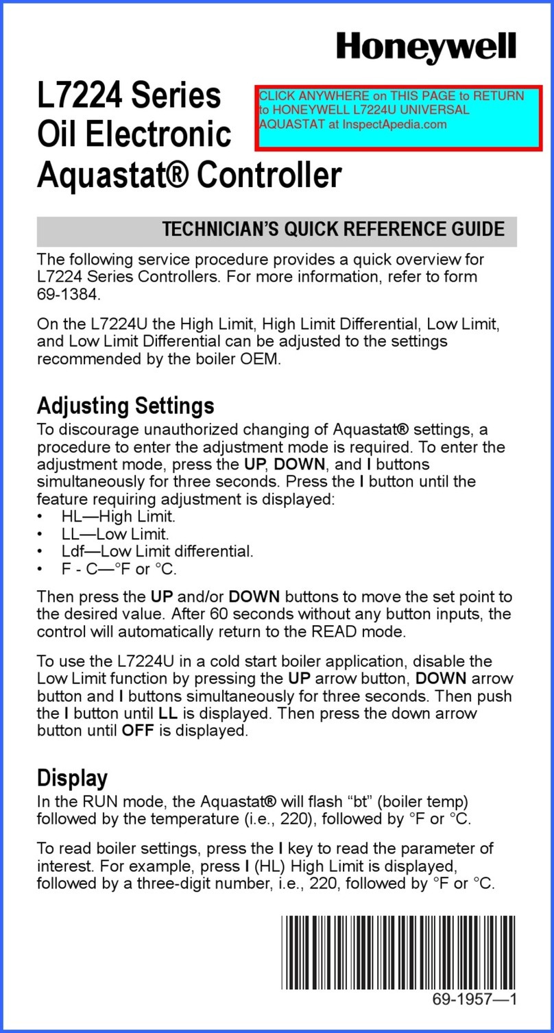 Honeywell Aquastat L7224U User manual