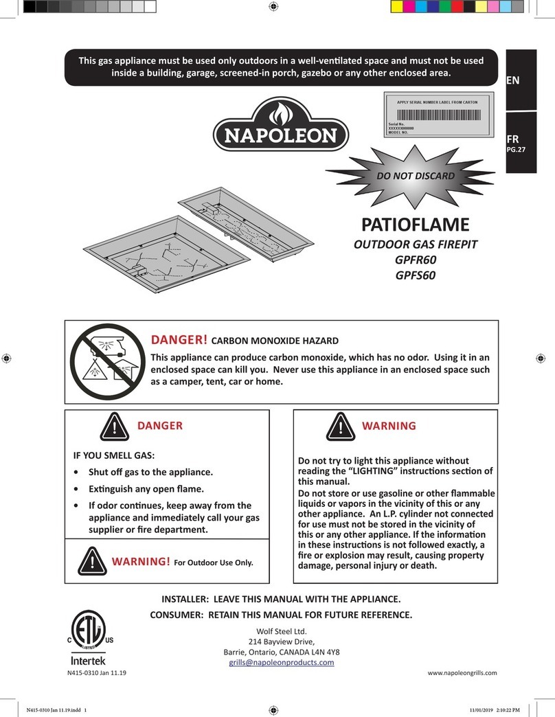 Napoleon PATIOFLAME GPFR60 User manual Napoleon PATIOFLAME GPFR60 User manual