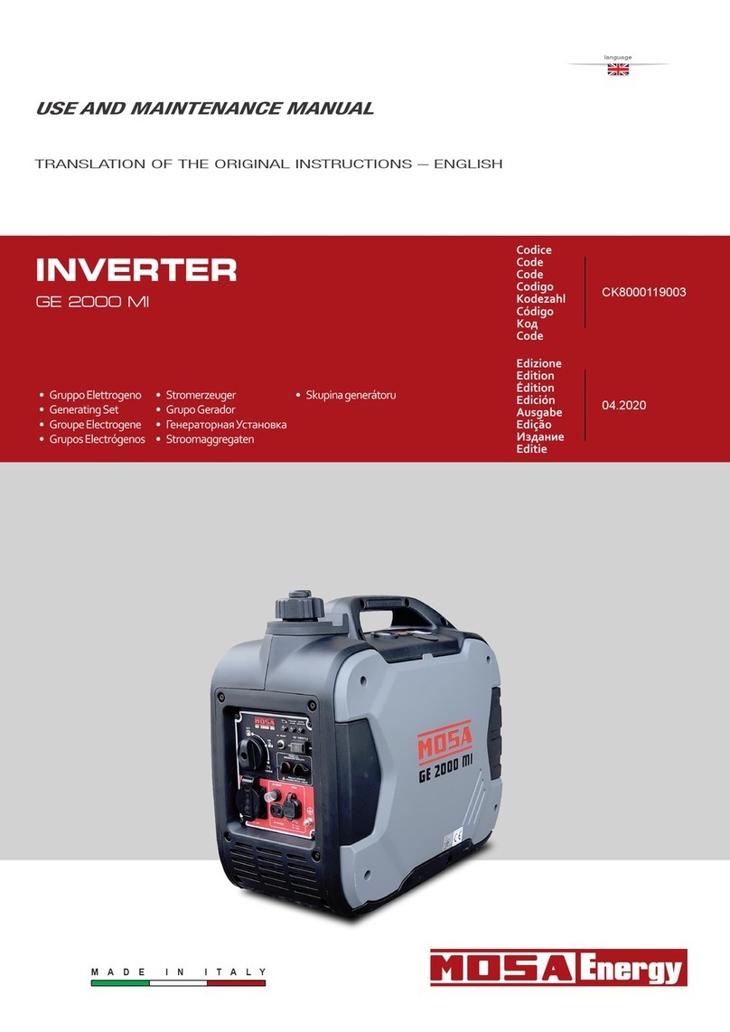 Mosa GE 2000 MI Use and maintenance manual Mosa GE 2000 MI Use and maintenance manual