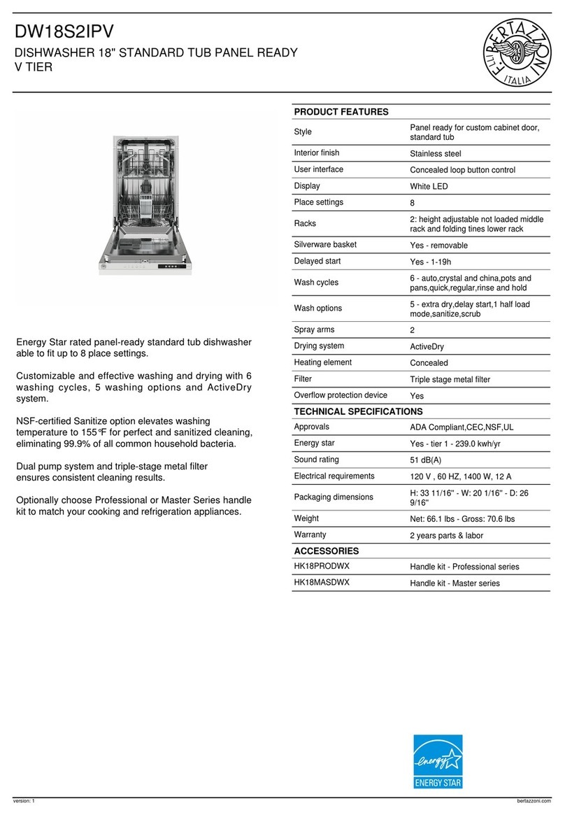 Bertazzoni DW18S2IPV quick start guide