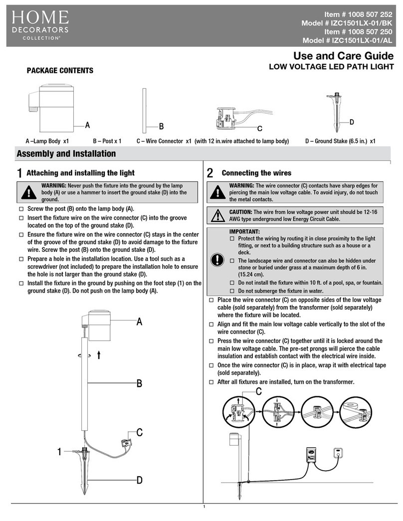 Home Decorators Collection IZC1501LX-01/BK Use and care guide