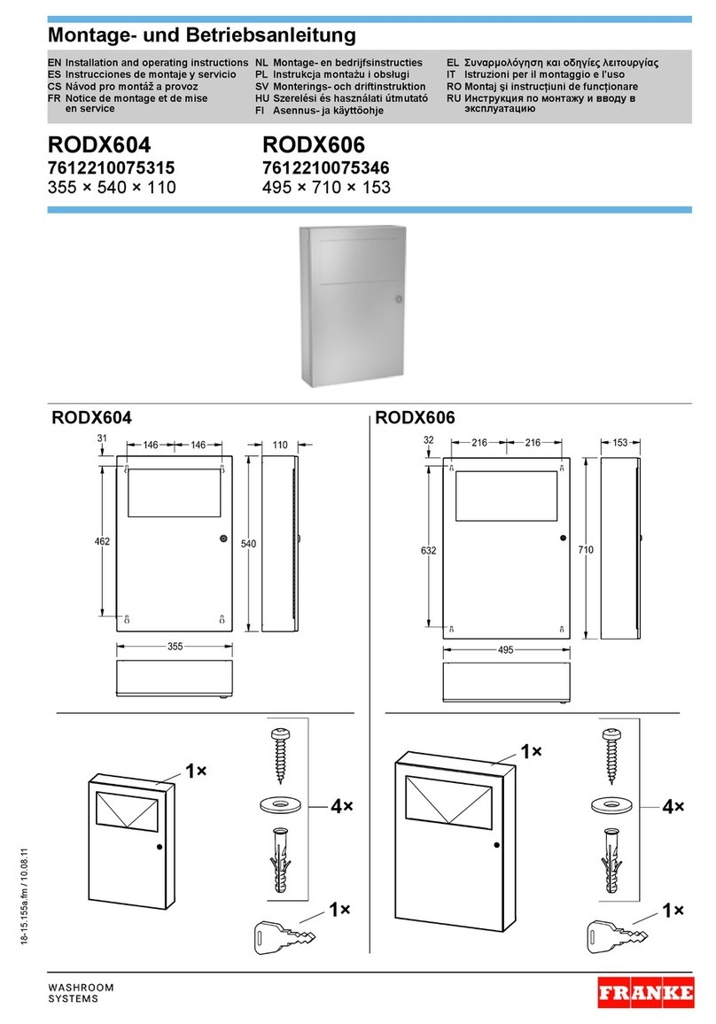 Franke RODX606 Installation and operating instructions