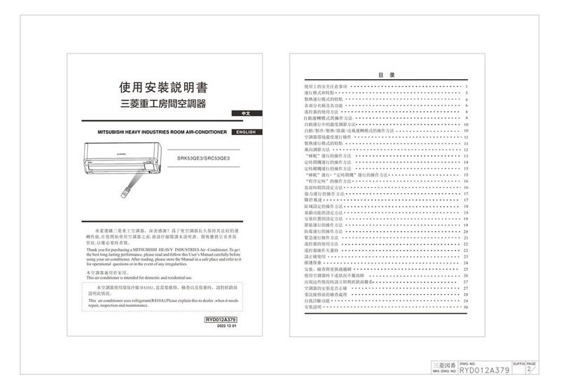 Mitsubishi Heavy Industries SRK53QE3 User manual Mitsubishi Heavy Industries SRK53QE3 User manual