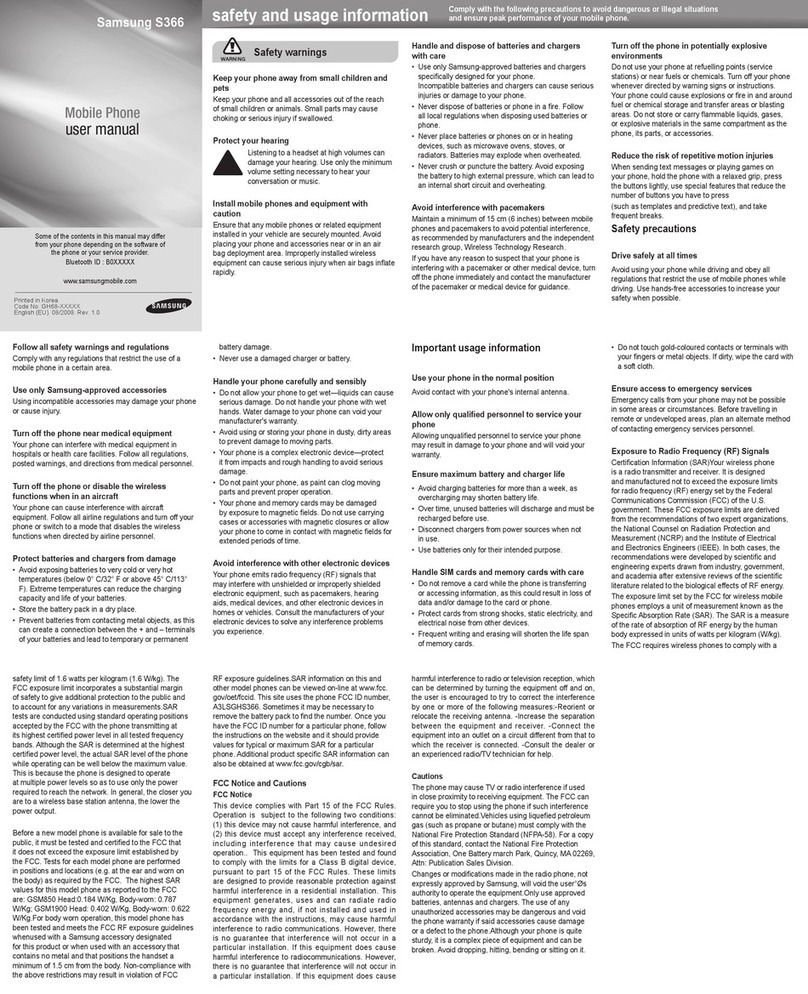 Samsung S366 User manual