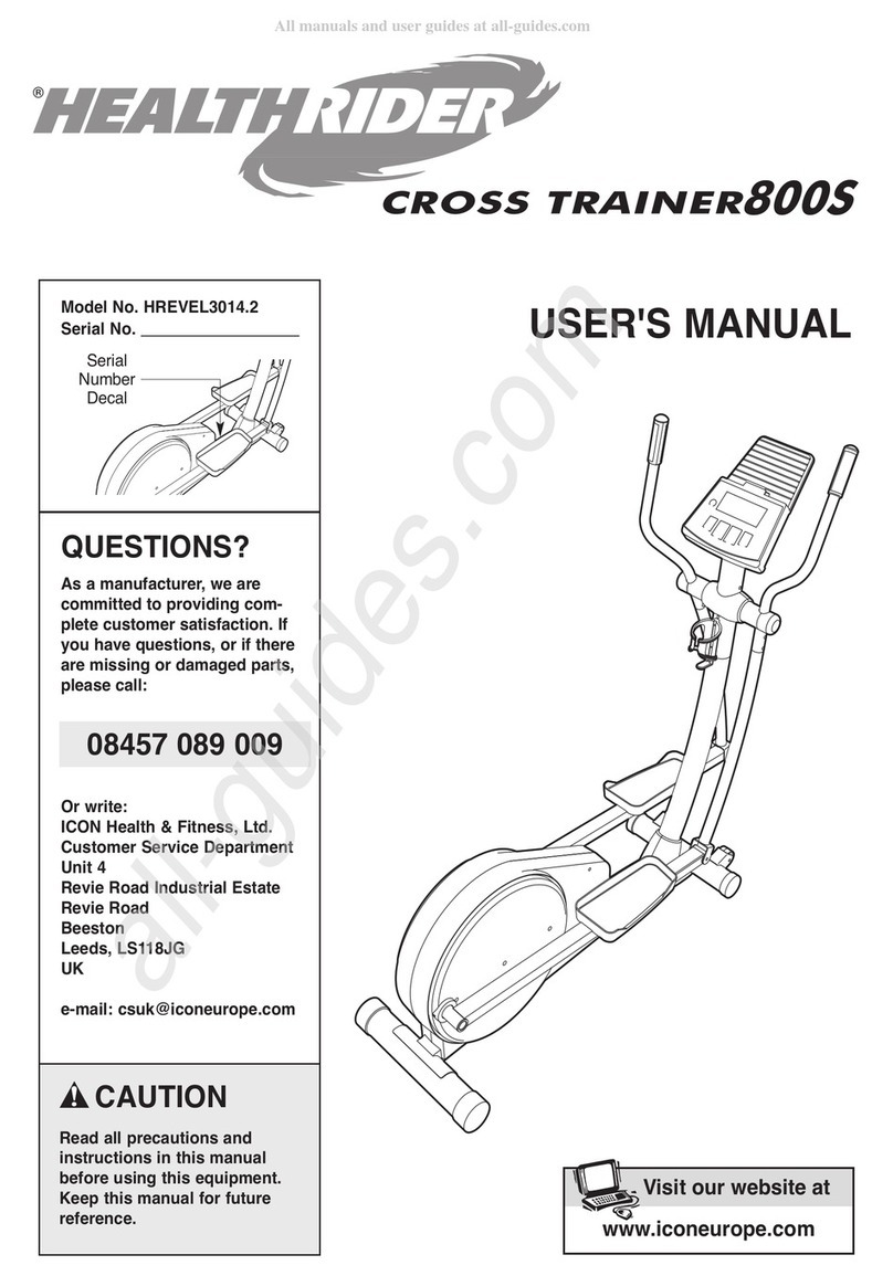 HEALTH RIDER CROSS TRAINER800s User manual