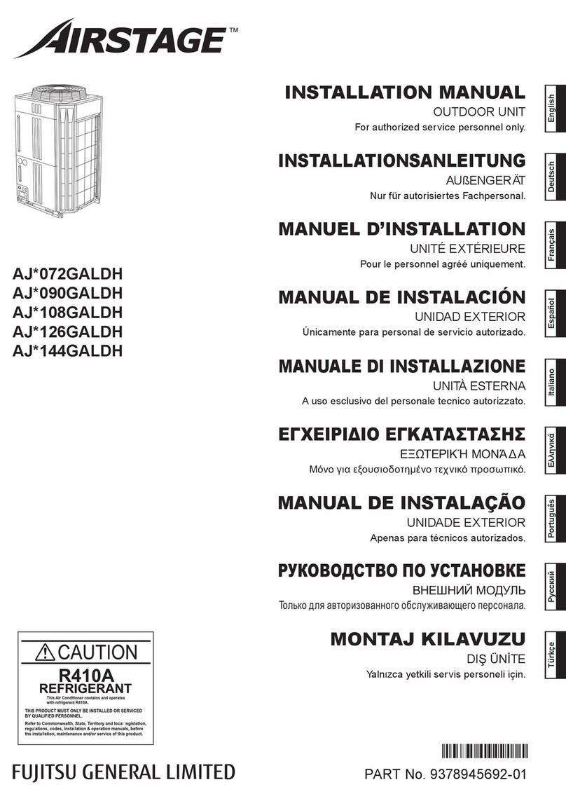 Fujitsu AirStage AJ 072GALDH Series installation manual Fujitsu AirStage AJ 072GALDH Series installation manual