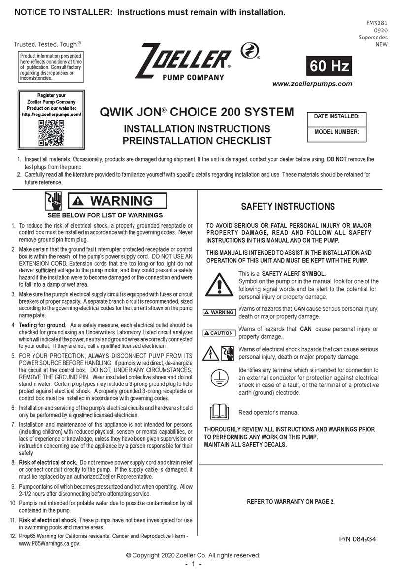 Zoeller QWIK JON CHOICE 200 User manual