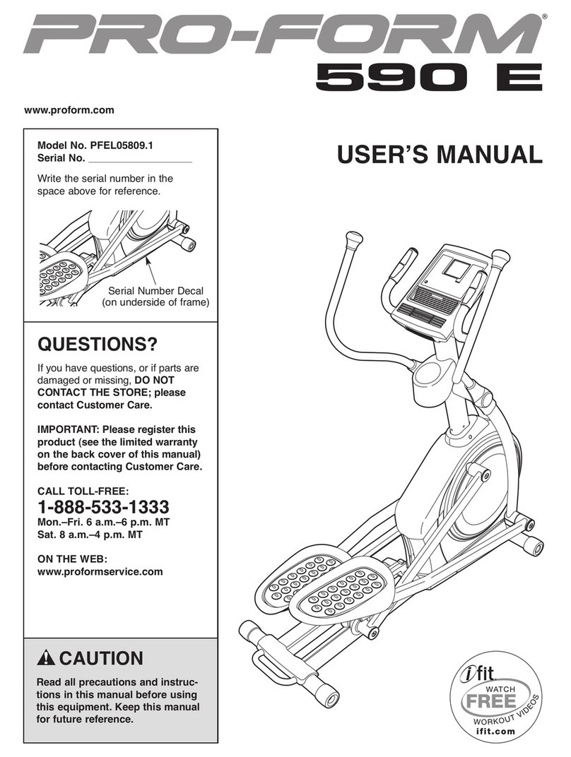 ICON Health & Fitness PRO-FORM 590 E user manual