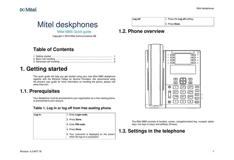 Mitel Deskphone 6865 quick guide
