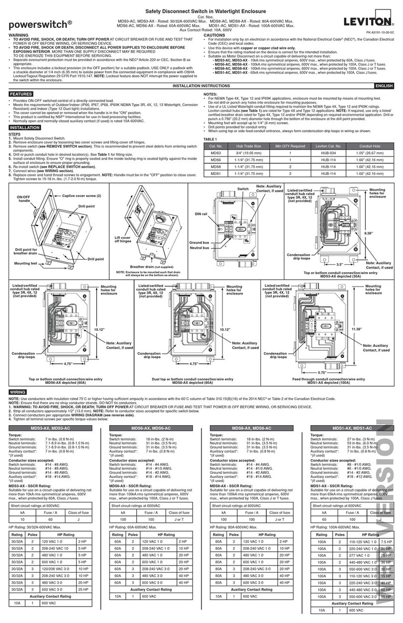 Leviton powerswitch MDS3 manual