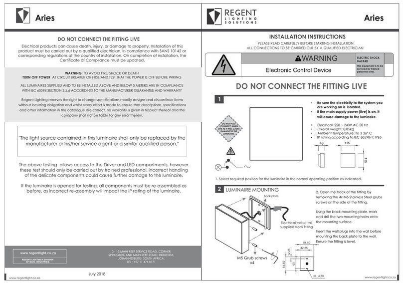 Regent Lighting Solutions Aries installation instructions