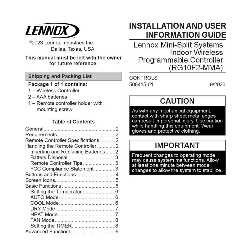 Lennox RG10F2-MMA User manual Lennox RG10F2-MMA User manual