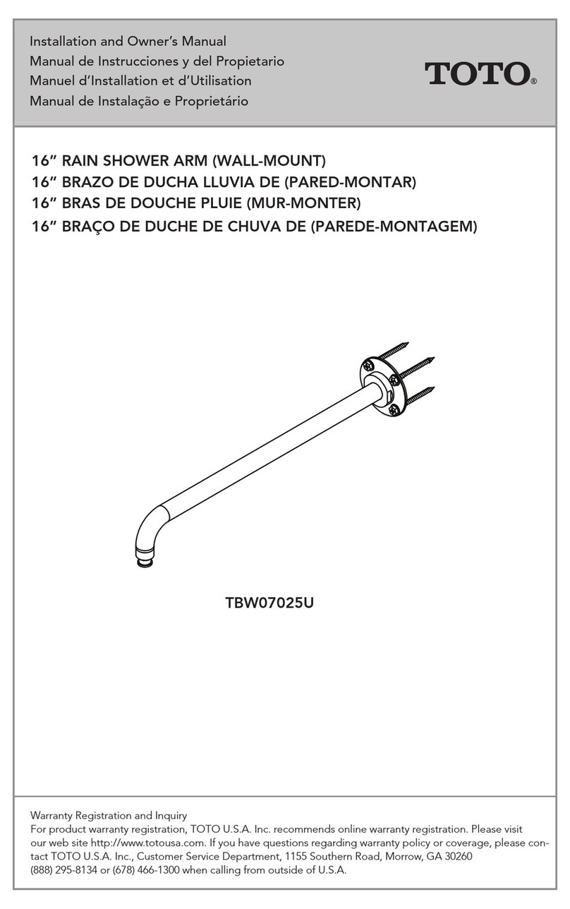 Toto TBW07025U Installation and owner's manual