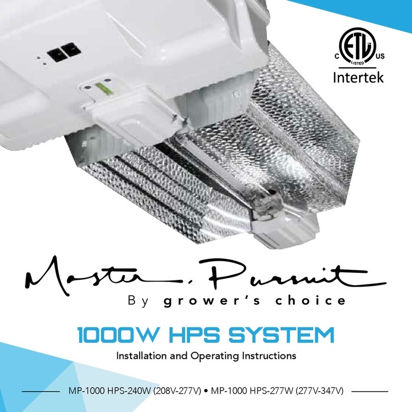 Grower's Choice MASTER PURSUIT MP-1000 HPS-240W Installation and operating instructions Grower's Choice MASTER PURSUIT MP-1000 HPS-240W Installation and operating instructions