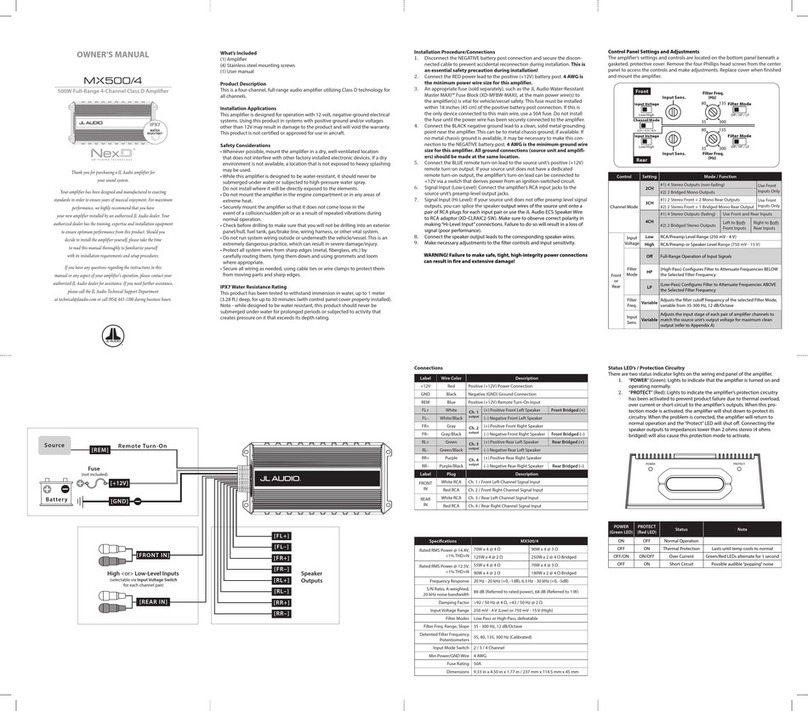 JL Audio MX500/4 owner's manual