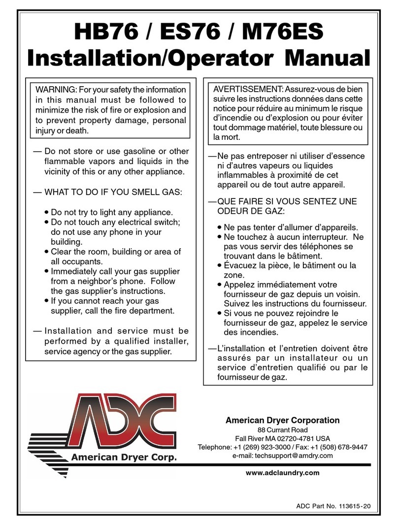 American Dryer Corp. ES76 Installation & operator's manual