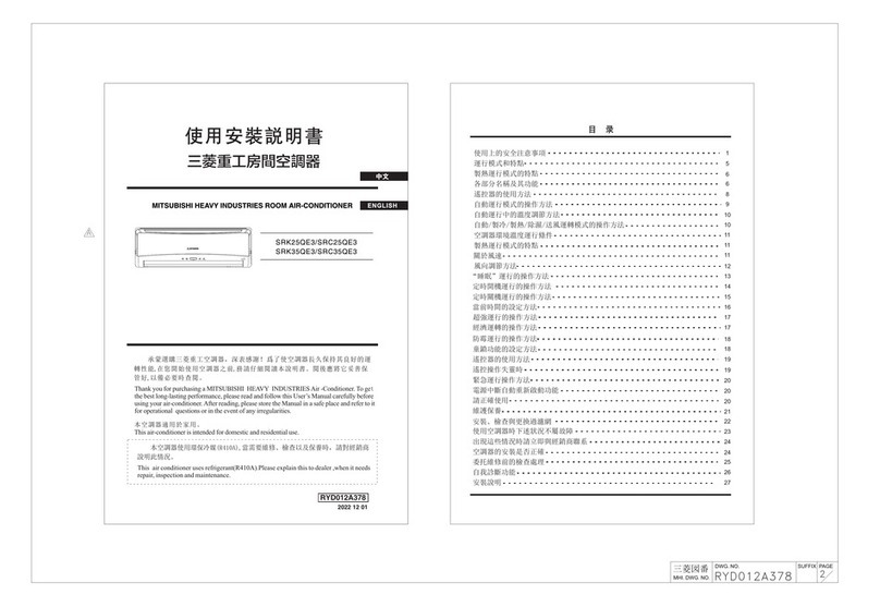 Mitsubishi SRK25QE3 User manual Mitsubishi SRK25QE3 User manual