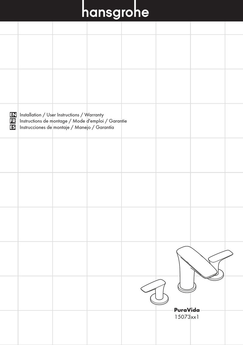 Hans Grohe PuraVida 15073 1 Series Installation/User Instructions/Warranty