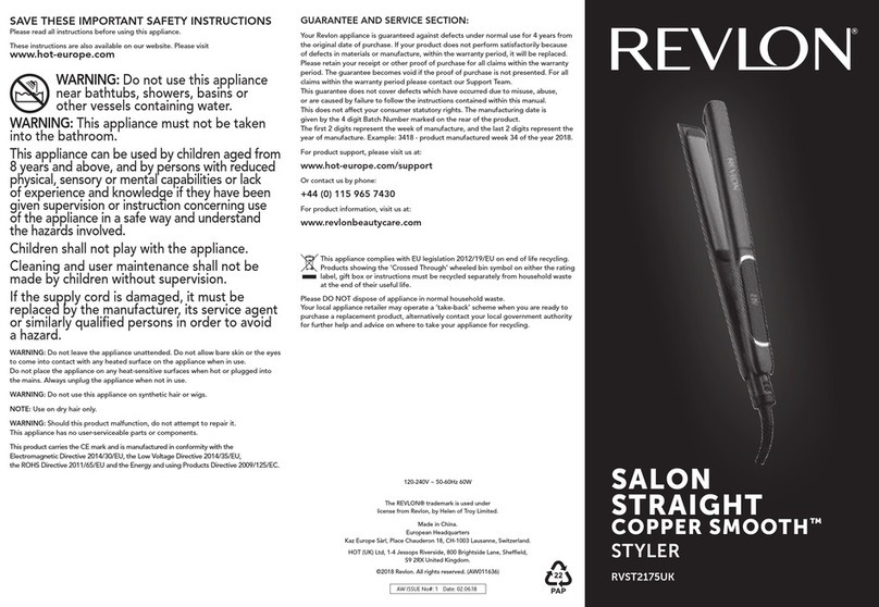 REVLON SALON STRAIGHT COPPER SMOOTH RVST2175UK User manual