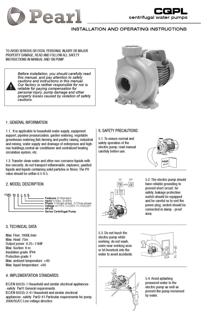 Pearl CQPL Series Installation and operating instructions
