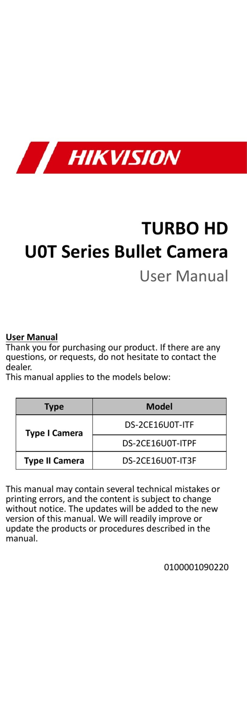 HIK VISION U0T Series user manual