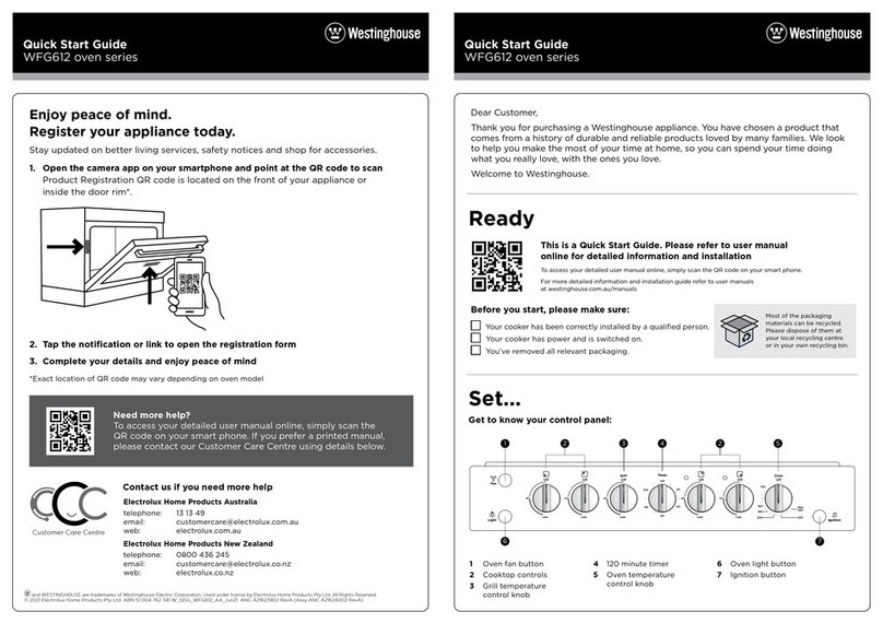 Westinghouse WFG612 quick start guide