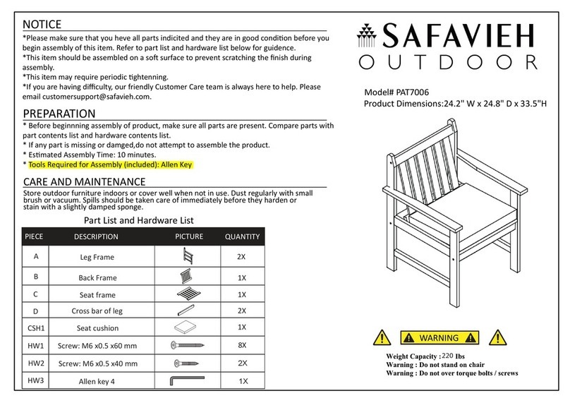 Safavieh Outdoor PAT7006 quick start guide Safavieh Outdoor PAT7006 quick start guide