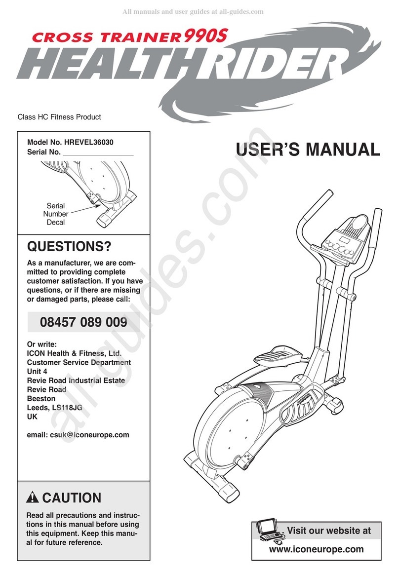HEALTH RIDER Cross Trainer 990S user manual