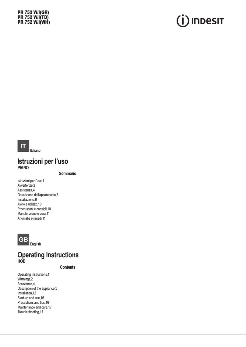 Indesit PR 752 W/I(GR) operating instructions
