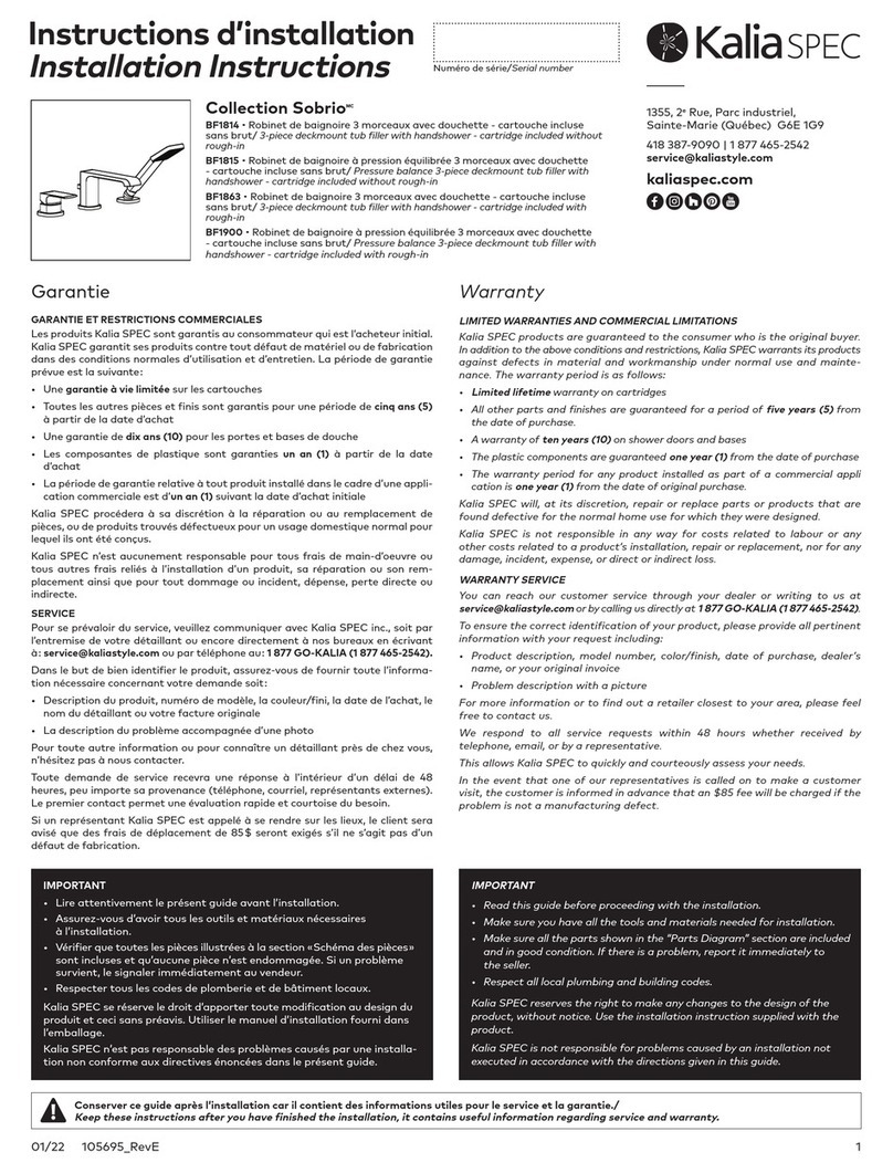 Kalia SPEC Sobrio BF1815 installation instructions Kalia SPEC Sobrio BF1815 installation instructions