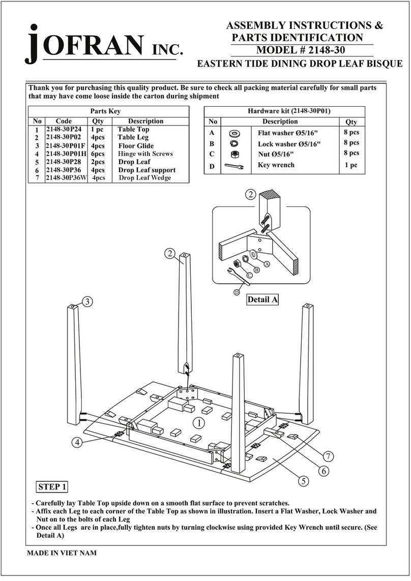 Jofran 2148-30 Assembly instructions