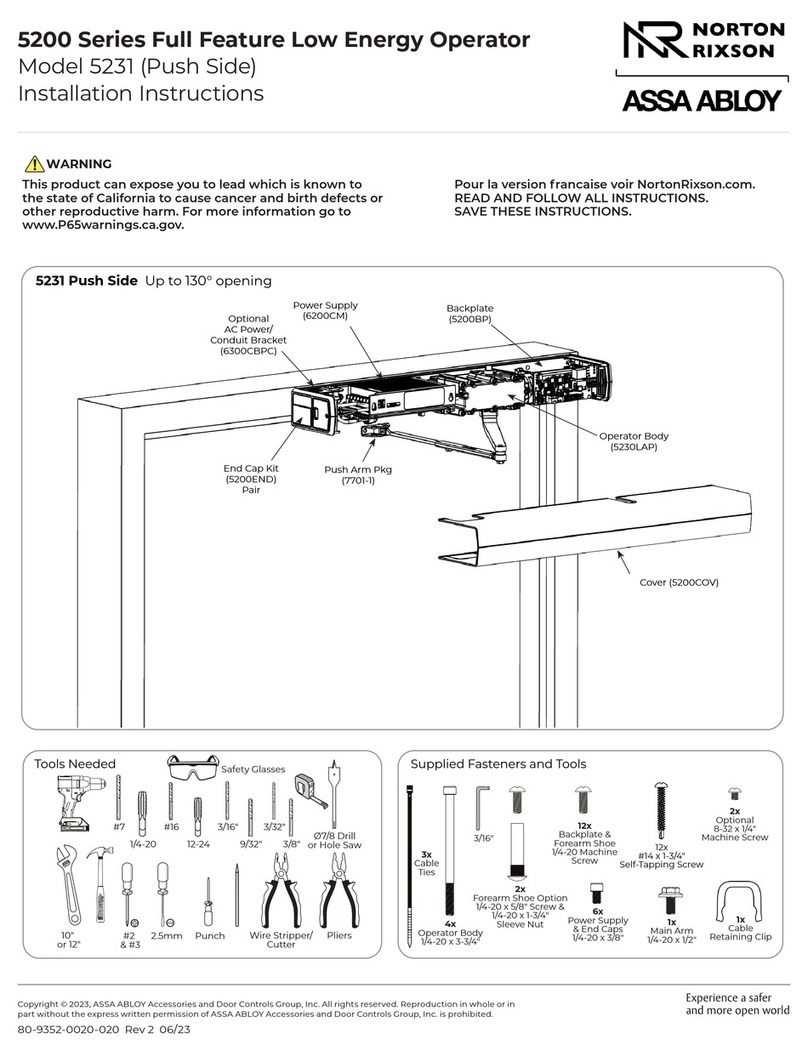 Assa Abloy NORTON RIXSON 5200 Series installation instructions