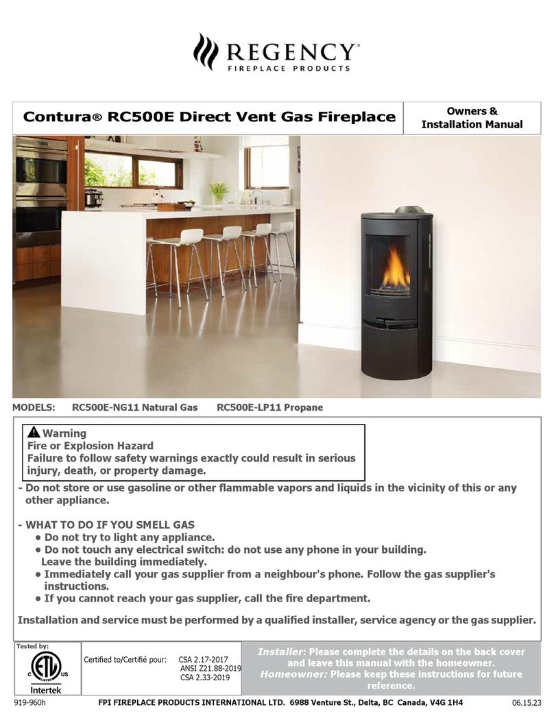 Regency Fireplace Products Contura RC500E Quick start guide Regency Fireplace Products Contura RC500E Quick start guide