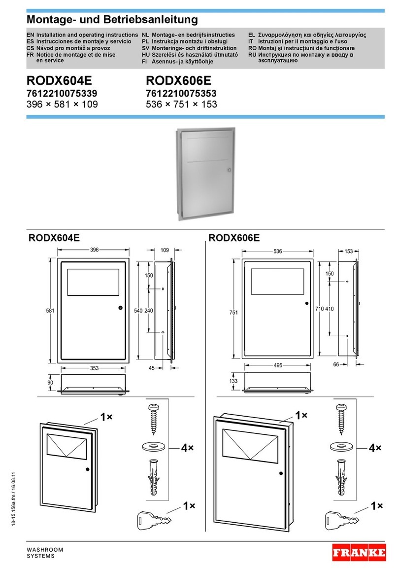 Franke RODX606E Installation and operating instructions