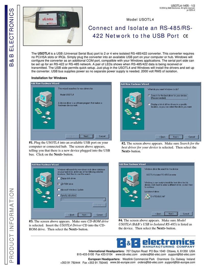 B&B Electronics USOTL4 User manual
