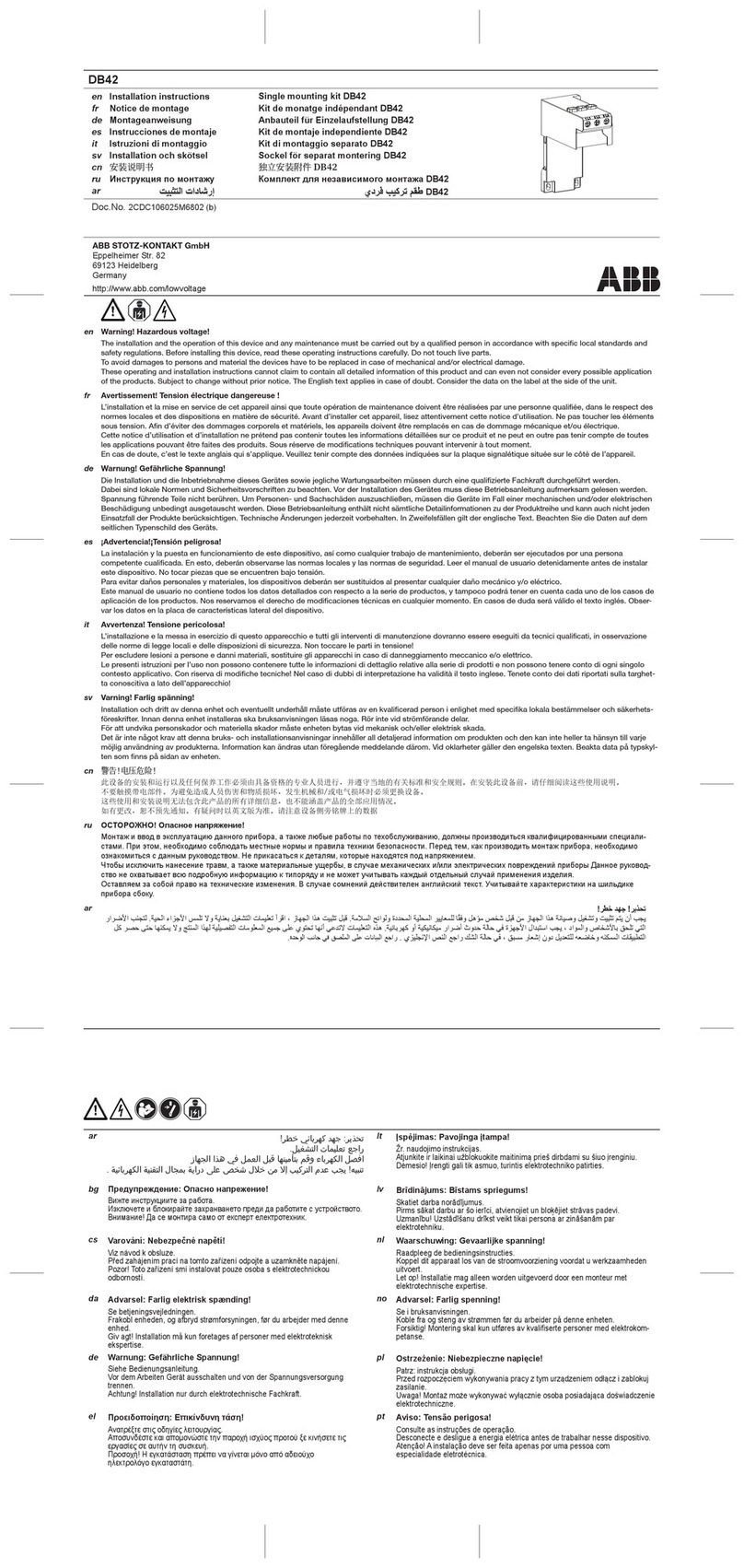 ABB DB42 installation instructions