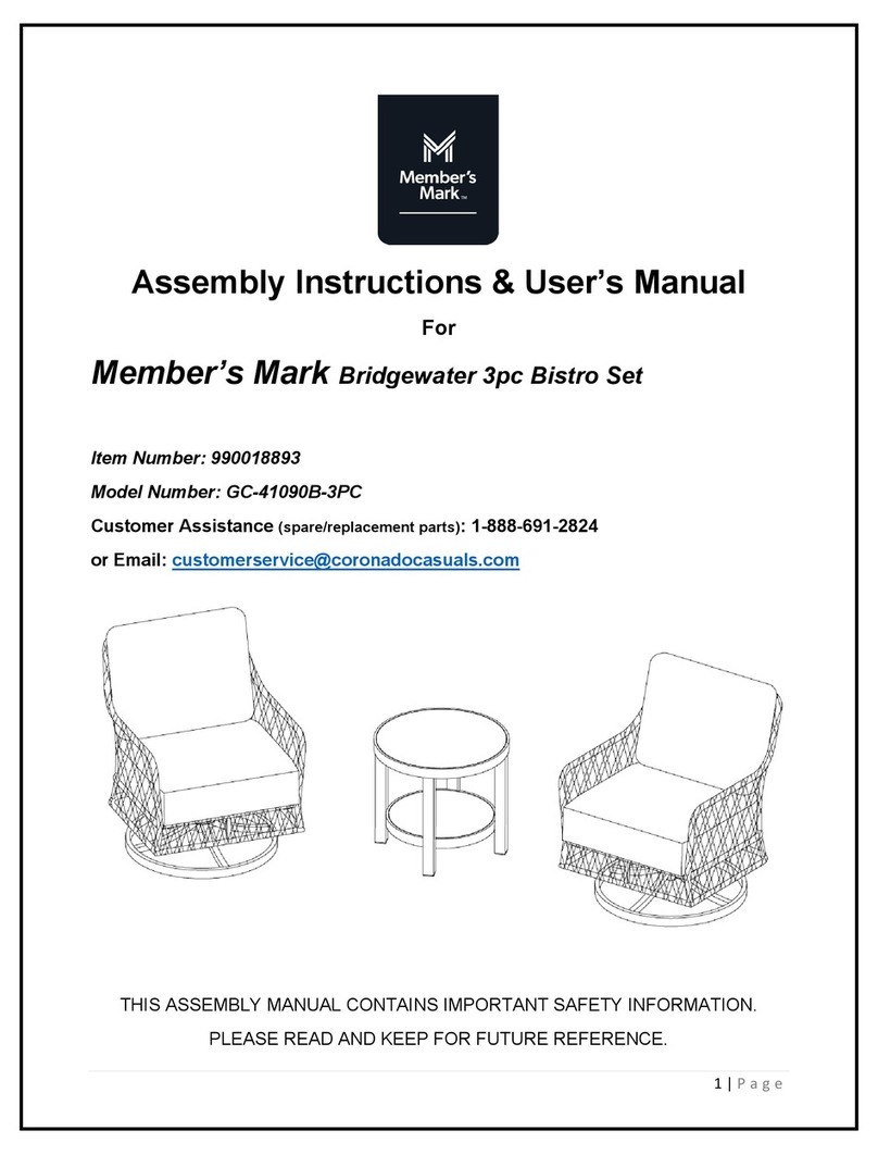 Members Mark Bridgewater GC-41090B-3PC Assembly instructions & user manual
