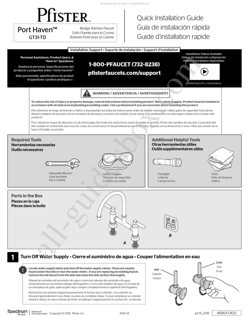 Spectrum Brands Pfister Port Haven GT31-TD Quick installation guide