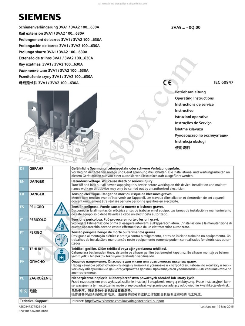 Siemens 3VA1 100 630A Series operating instructions