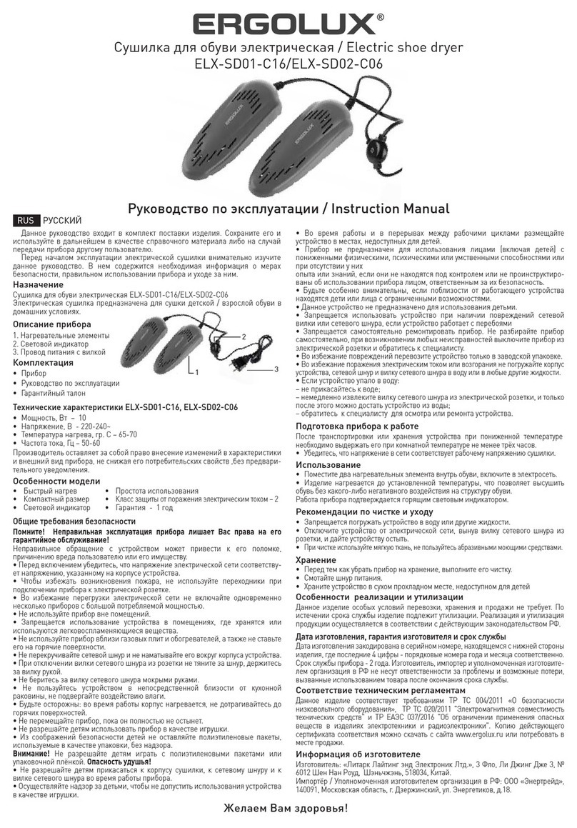 Ergolux ELX-SD01-C16 instruction manual