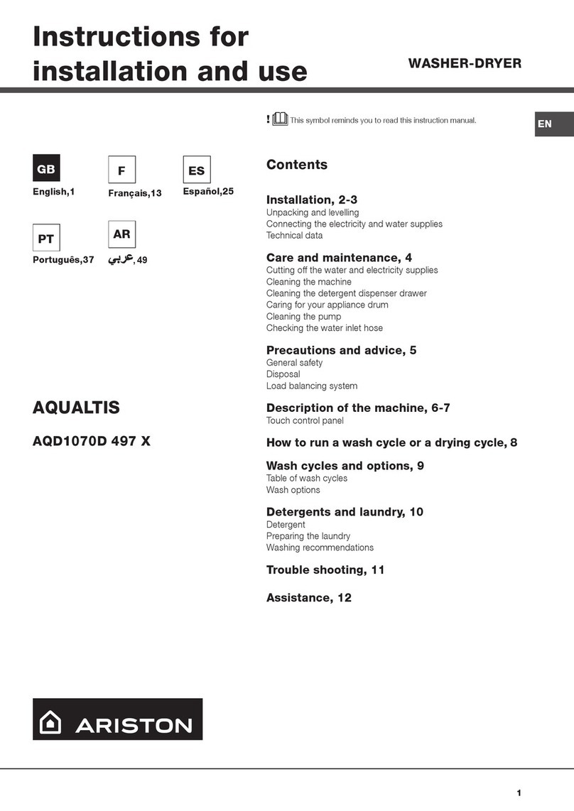 Ariston AQUALTIS AQD1070D 497 X User manual