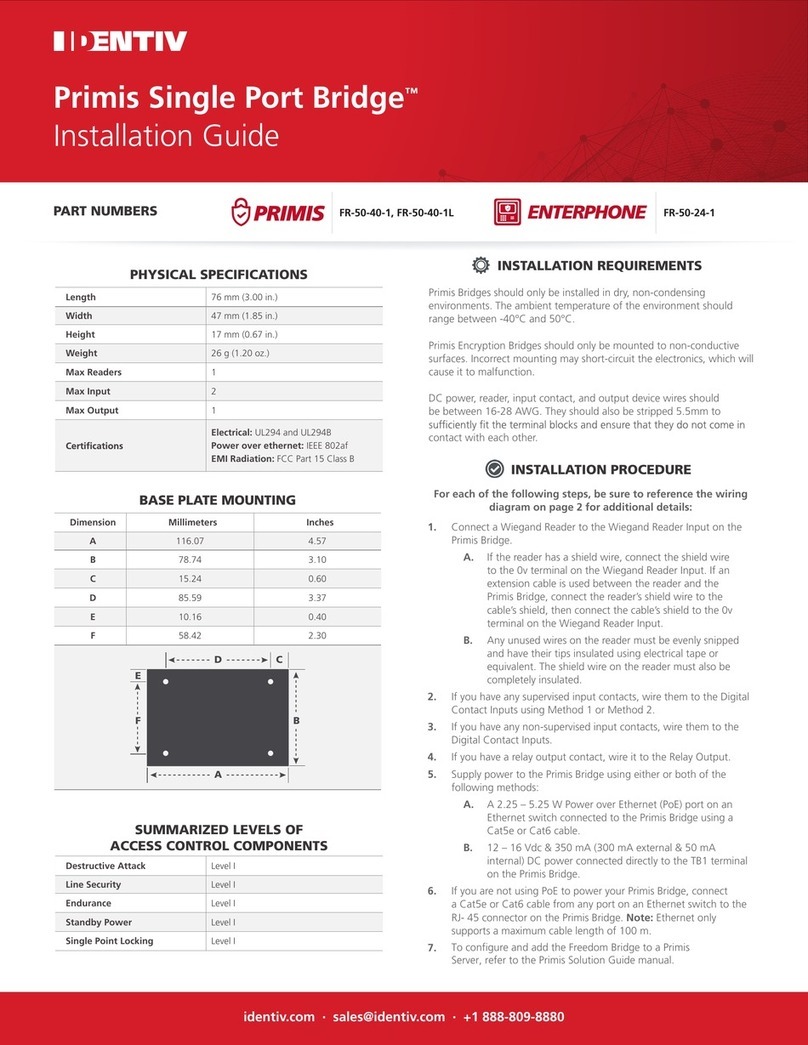 Identiv PRIMIS FR-50-40-1 installation guide Identiv PRIMIS FR-50-40-1 installation guide