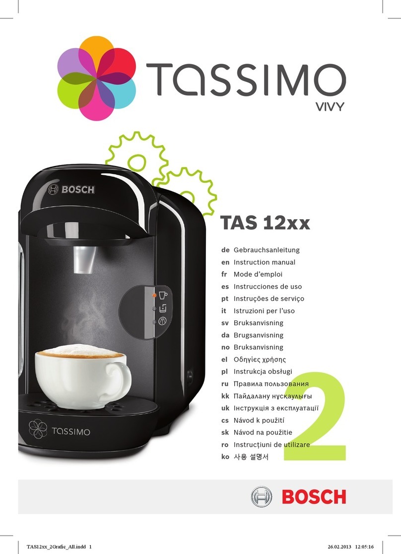 Bosch TASSIMO VIVY TAS12 Series User manual Bosch TASSIMO VIVY TAS12 Series User manual