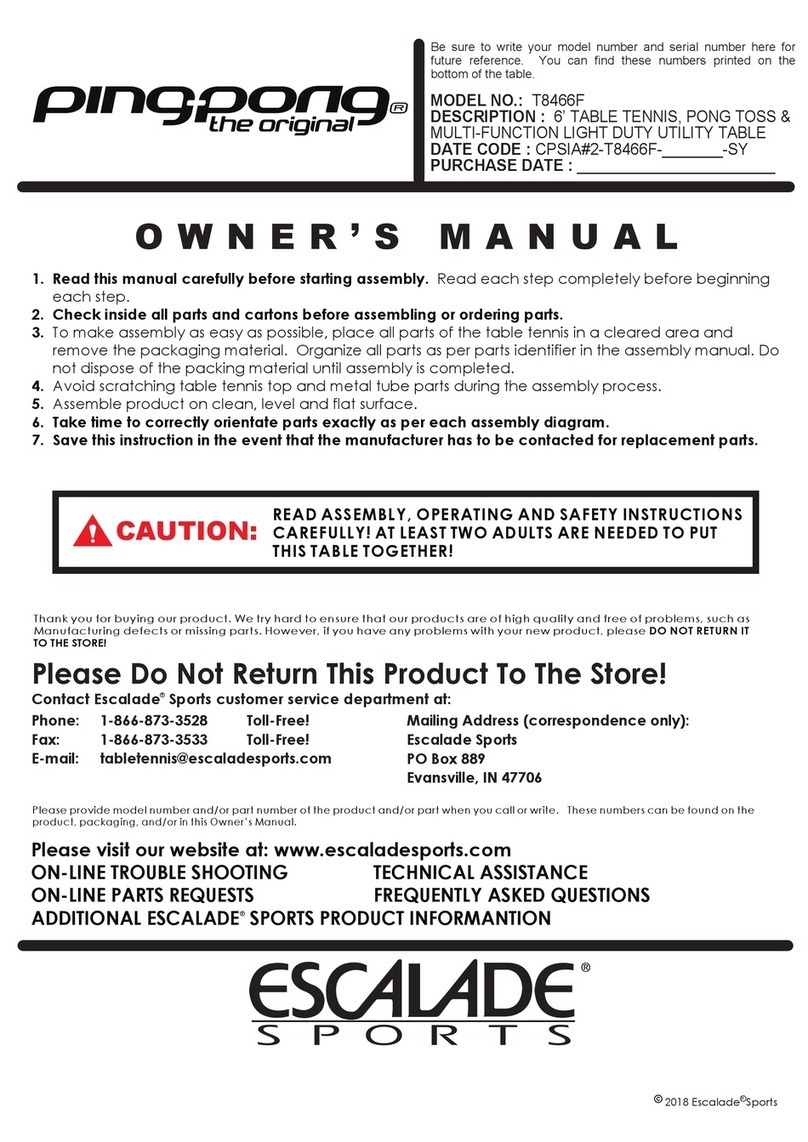 ESCALADE ping-pong T8466F owner's manual