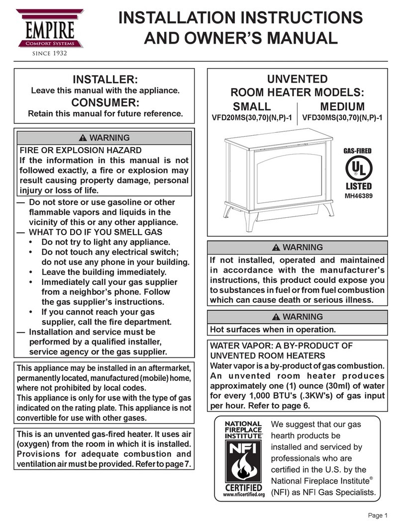 Empire Comfort Systems VFD20MS30N-1 Installation instructions and owner's manual